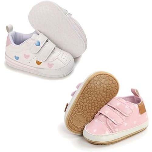 Clowora Baby Boys Girls Shoes Non-Slip Rubber Sole Sneakers Infant First Walking Toddler Crib Shoes Newborn Loafers Flats.