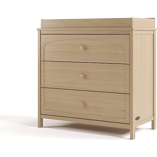 Graco Olivia 3 Drawer Changing Table Dresser (Driftwood) – GREENGUARD Gold Certified Baby Dresser with Changing Table Top, Includes Interlocking Drawer System