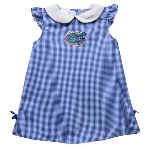 Florida Gators Vive La Fete Infant Girls Mini Check Pattern A-Line Dress - Royal