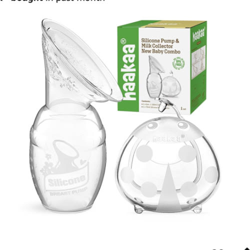 haakaa Manual Breast Pump for Breastfeeding 4oz/100ml and Ladybug Milk Collector 2.5oz/75ml Combo, Food-Grade Silicone