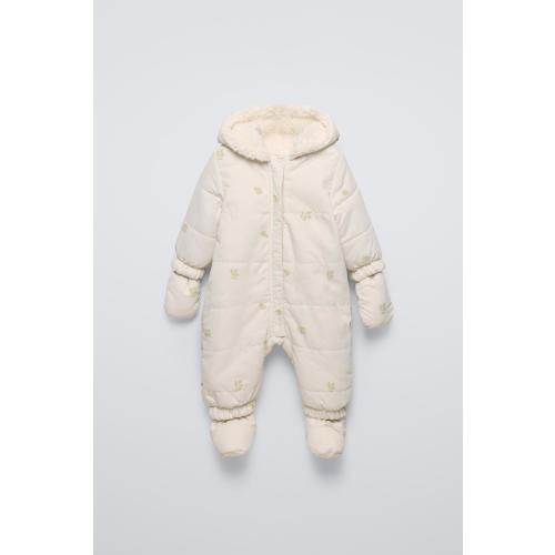FLORAL NYLON FLEECE BODYSUIT - Dark beige | ZARA United States