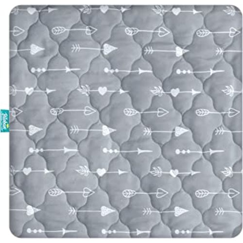 Playard Mattress Cover -for Square Play Yard, Perfect for New Room2 / TotBloc Portable Playard, Waterproof, Ultra Soft, Fitted Playpen Mattress Cover, Grey
