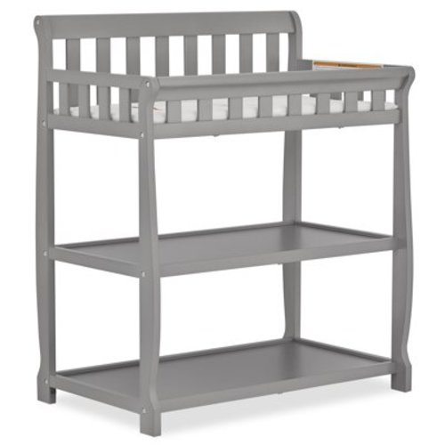 Dream On Me Ashton Changing Table, New Zealand Pinewood, 1 inch Mattress Pad included, Steel Grey
