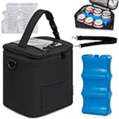 Amazon.com : Mancro Breastmilk Cooler Bag with Ice Pack, Fits 6 Baby Bottles Up to 9 Ounce Insulated Bottle Bag, Breast Milk on The go Strap, for Nursing Mom Daycare, Black : Baby