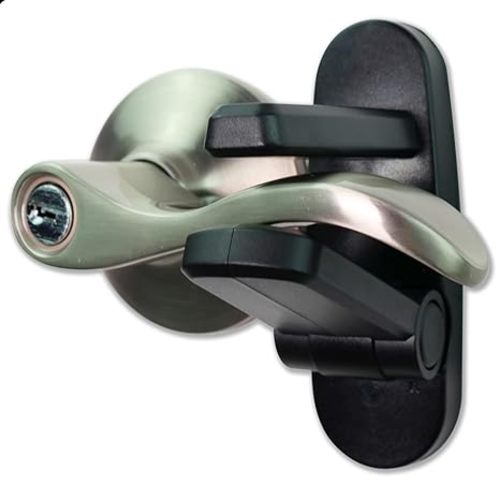 Door Lever Lock (2 Pack) – Prevents Toddlers from Opening Doors – Easy One-Hand Operation for Adults – Durable ABS with 3M Adhesive Backing – No Tools Needed for Install