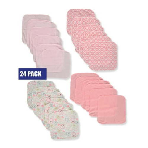 Little Beginnings Baby Girls' 24-Pack Washcloths - pink/multi, one size