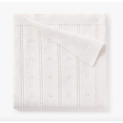 Cream Pointelle Knit Baby Blanket