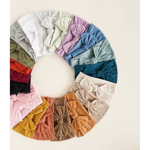 Prohouse 20PCS Baby Nylon Headbands Hairbands Hair Bow Elastics for Baby Girls Newborn Infant Toddlers Kids(Clay)
