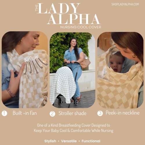 The Nursing Cool Cover | Built-in Fan | Keep Baby Cool While Breastfeeding | Sage, Pink, Blue | 100% Muslin Cotton | Baby Shower Gift idea