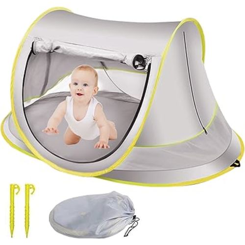 Baby Beach Tent Pop Up, Waterproof UPF 50+ Beach Shelter Foldable Beach Accessories Breathable Portable Baby Garden Shade Outdoor Sunshade