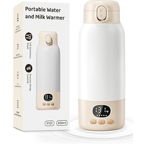 Portable Bottle Warmer for Travel, 17 Ounces Milk Warmer for Baby Breastmilk with Fast Heating & Precise Temp Control, Bottle Warmer for Car, Outdoors