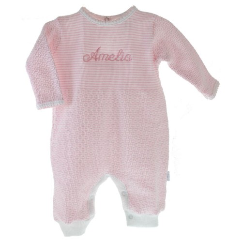 Baby Girls Pink Take Home Romper Outfit | Paty Knit Bubble Personalized Baby Onesie, Monogrammed Coming Home Outfit Newborn Girl Baby Gift