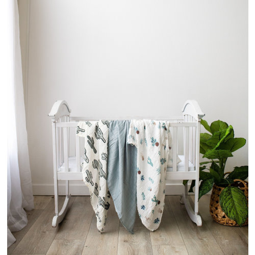 3 Pack Baby Swaddles, Muslin Bamboo Cotton, 47&quot; x 47&quot;, Cactus Color/Cactus Black/Gray Solid, swaddle blanket, receiving blanket