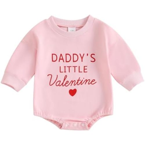 Eadrioss Newborn Baby Boy Girl Valentines Outfit Mommys/Daddys Valentine Bubble Romper Sweatshirt Infant Valentines Clothes
