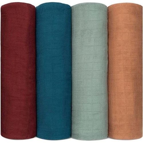 Muslin Swaddle Blankets Neutral Receiving Blanket for Boys and Girls by Comfy Cubs Cubs (Sage, Pacific Blue, Fern, Neptune)