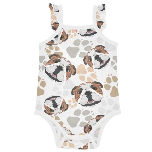 Baby Girls' Bodysuit Cotton Sleeveless Ruffle Newborn Clothes Outfit