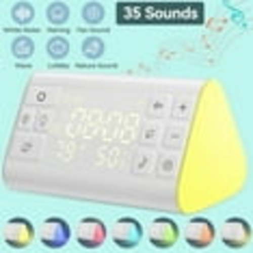 JUUTREN [3 in 1] Sound Machine for Adults, Baby White Noise Sound Machine with Alarm Clock Night Light, 35 Soothing Music, 4 Sleeping Timer, Portable Memory Function Sounds Machines for Sleep