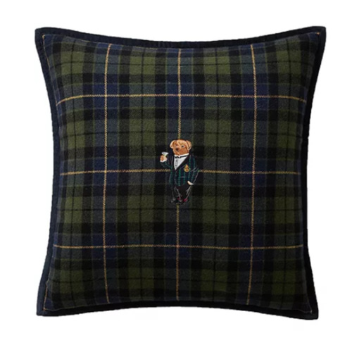 Tartan Bear Throw Pillow, 20" x 20"
