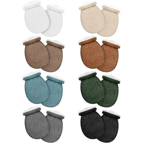 Coume 8 Pairs Baby Mittens Baby Winter Glove No Scratch Newborn Hand Mittens Warm Toddler Infant Gloves for 0-6 Months Kids