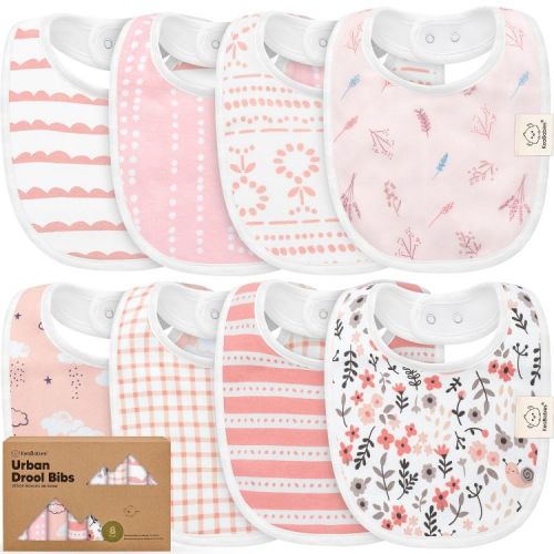 KeaBabies 8pk Organic Baby Bibs for Boy, Baby Drool Bib for Toddler Boys, Girls, Newborn Baby Teething Bibs (Sweet Charm)