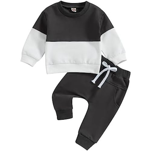 Thorn Tree Toddler Baby Boy Outfits Long Sleeve Contrast Color Sweatshirt Solid Pants Autumn Winter Clothes Set
