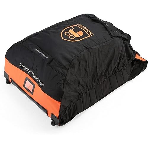 Stokke PramPack, Black & Orange - Protects Your Stroller While You Travel - Lightweight - Rolls Up for Easy Storage - Fits Most Strollers on the Market