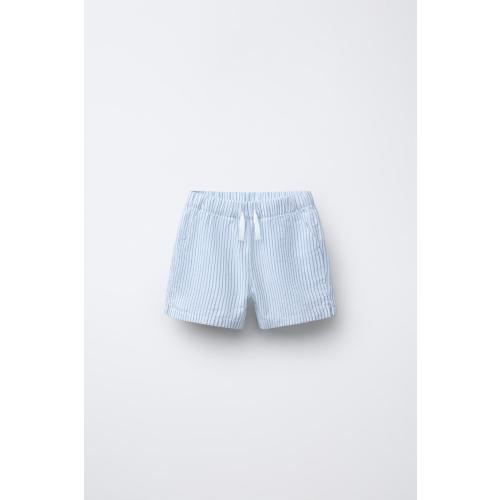 TEXTURED STRIPED SHORTS - Green / Ecru | ZARA United States