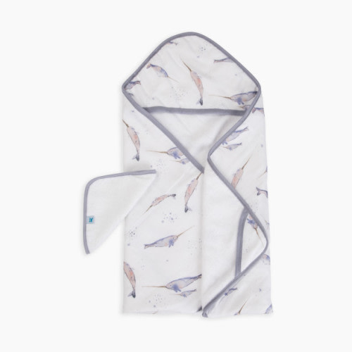 Little Unicorn Cotton Muslin Hooded Towel and Washcloth Set - Narwhal