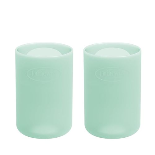 Dr. Brown's Options+ Narrow Glass Bottle Sleeves, 100% Silicone, Mint, BPA-Free, 4 oz, 2-Pack