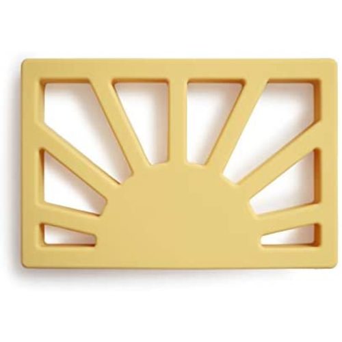 mushie Silicone Baby Sun Teether Toy (Muted Yellow)