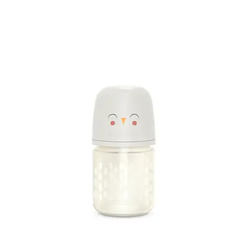 Suavinex Bonhomia Glass Baby Bottle with SX PRO Silicone Nipple, Anti Colic Baby Bottles, Baby Bottles for Breastfed Babies, Slow Flow, 0mo, 4oz, Beige