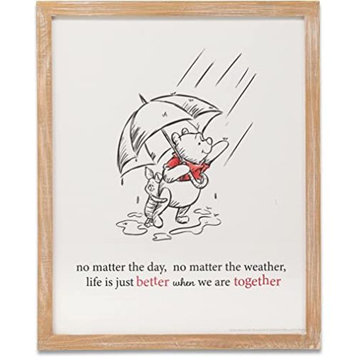Disney Winnie the Pooh Better Together Framed Wood Wall Decor - Cute Vintage Winnie the Pooh Wall Art With Quote
