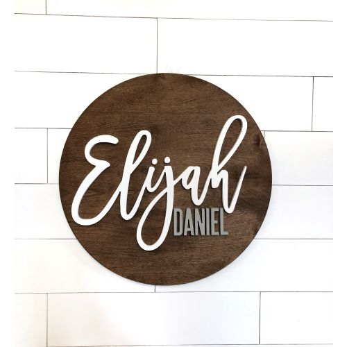 Nursery Wood Name Sign, Round Plaque, Large sign, Crib Sign, Baby Wall Art