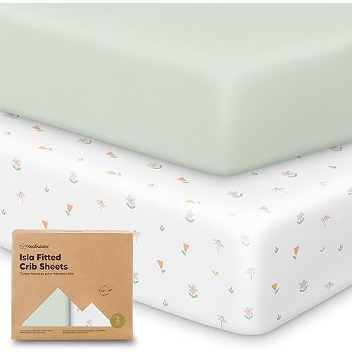 2-Pack Crib Sheets for Boys, Girls - Viscose Derived from Bamboo Fitted Crib Sheet, Baby Crib Sheets Neutral, Crib Mattress Sheet, Toddler Bed Sheets, Baby Sheets for Crib Fitted Sheets (Wildflowers)
