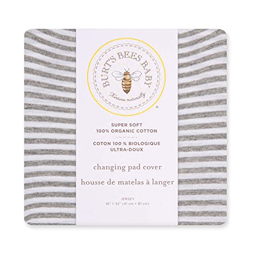 Burt's Bees Baby Unisex Baby Gift Set - Crib Sheet, Changing Pad Cover, 100% Organic Cotton Essentials Bundle