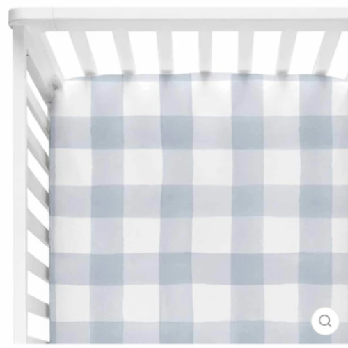 Dusty Blue Gingham Crib Sheet