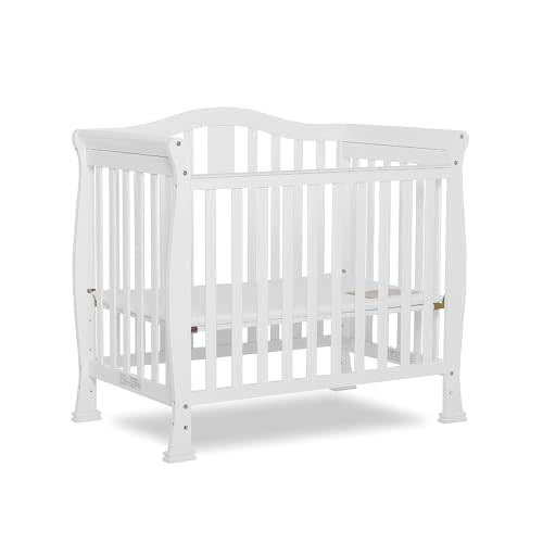 Dream On Me Addison 4-In-1 Convertible Mini Crib In White, Greenguard Gold Certified, Non-Toxic Finishes, Built Of New Zealand Pinewood, Comes With 1” Mattress Pad