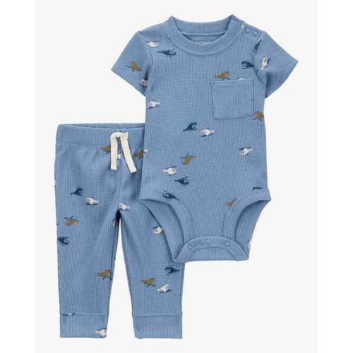 Baby 2-Piece Waffle Knit Bodysuit Pant Set - Blue - Carter's | Carter's