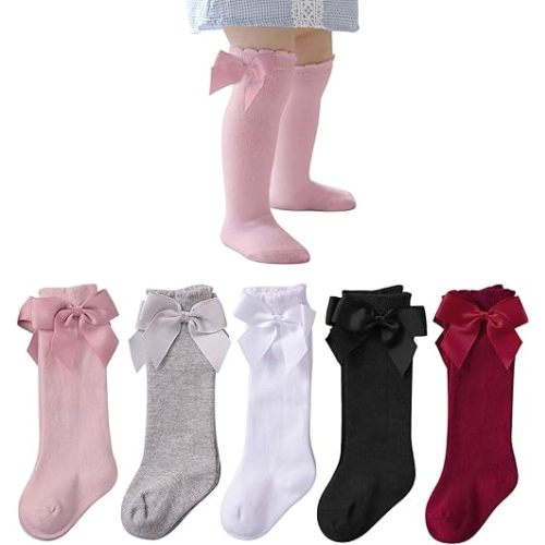 American Trends Baby Knee High Socks - Girls & Boys Newborn to Toddlers - Ruffled Tube Socks