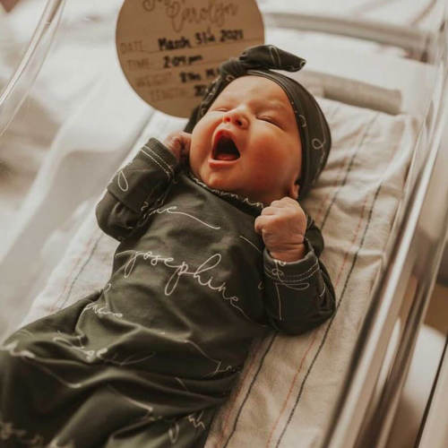 Solid Olive Personalized Newborn Baby Knot Gown