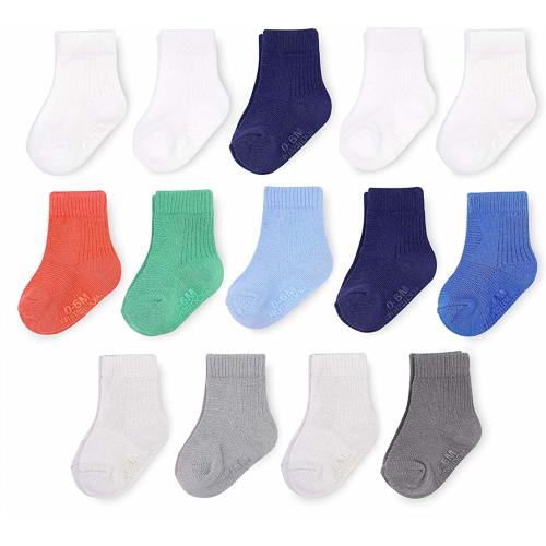 Fruit of the Loom Baby 14-Pack Grow & Fit Flex Zones Cotton Stretch Socks - Unisex, Girls, Boys
