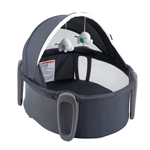 Pamo babe Portable Bassinet and Play Space On-The-Go Baby Dome with Toys and Canopy - Grey