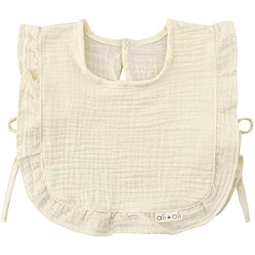 Ali+Oli Snap Baby Bib (Color, Ruffle Edge) - 2-Layer Muslin Bibs, Cloth Bibs, Baby Girl Newborn Essentials for 0-24 Months