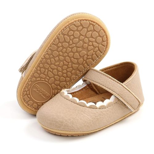 Meckior Infant Baby Girls Soft Sole Bowknot Princess Wedding Dress Mary Jane Flats Prewalker Newborn Light Baby Sneaker Shoes