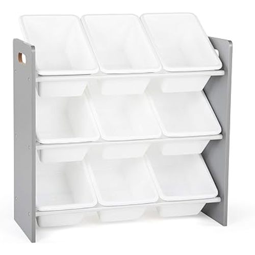 Humble Crew, Grey/White Toy Organizer, 9 Bin Storage, 24" Tall