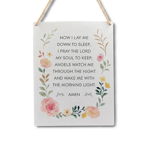 Grapehiker Lords Prayer Wall Art - Lords Prayer Wooden Signs with Hanging 10x8 Inches, Baby Girl Nursery Decor, Baptism Decorations for Girls, Baptism Gifts for Baby Girl