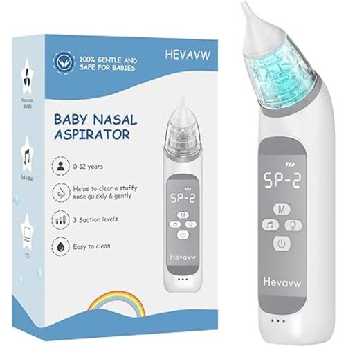 Electric Nasal Aspirator for Baby - Baby Nose Sucker, Snot Booger Mucus Remover for Baby Toddler Infant Newborn Kid - Nose Cleaner Machine with 3 Suction Levels, Music & Light