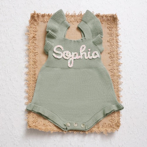 Baby Coming Home Custom Romper, Baby Girl Name Romper, Personalized Hand Embroidered Knit Baby Romper, Newborn Romper for Baby Girl, Gifts