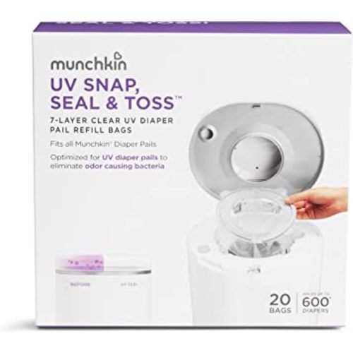 Munchkin® UV Snap, Seal & Toss Diaper Pail Refill Bags, Holds 600 Diapers, 20 Count