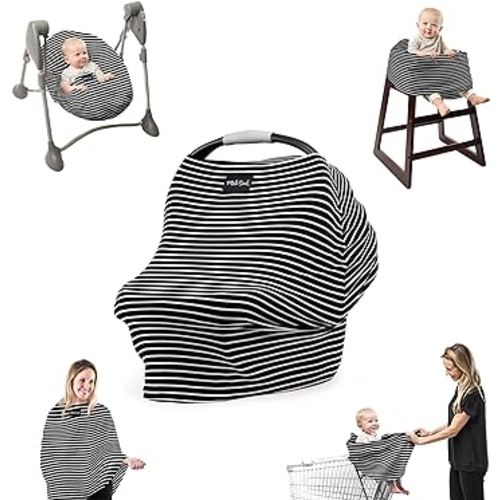Milk Snob Original 5-in-1 Cover - Nursing Cover for Breastfeeding - Baby Car Seat Cover, Carseat Canopy & Stroller - Essential All-in-One Cover - Gift for Mom, Baby (Modern Stripe)